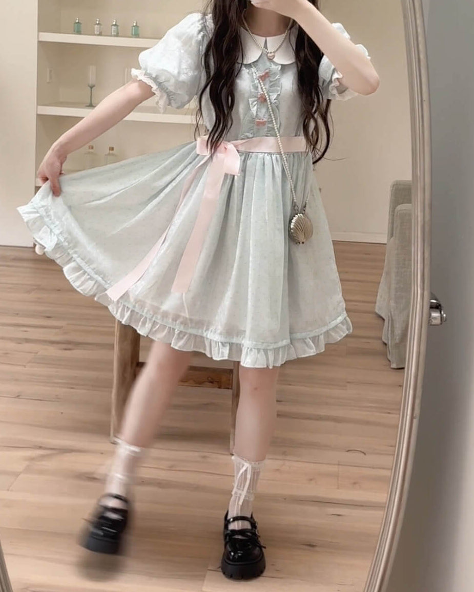 《儚げガーリー》花咲く午後のティーパーティーワンピース