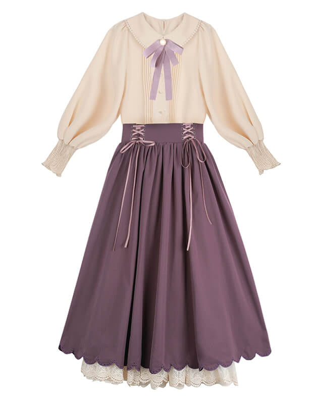 【ブラウスとスカートの2点セット】森のプリンセスのロマンティックセットアップ（全5色）