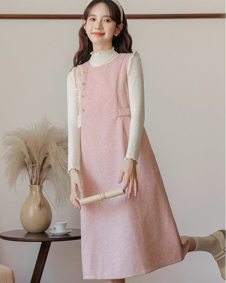 《ジャンパースカートとトップスの2点セット》淡く甘い夢を編むプリンセスワンピース