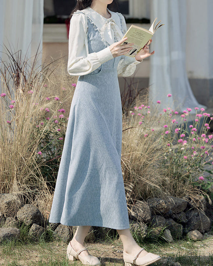 【ブラウスとジャンパースカートの2点セット】静かな庭園に佇むプリンセスワンピース