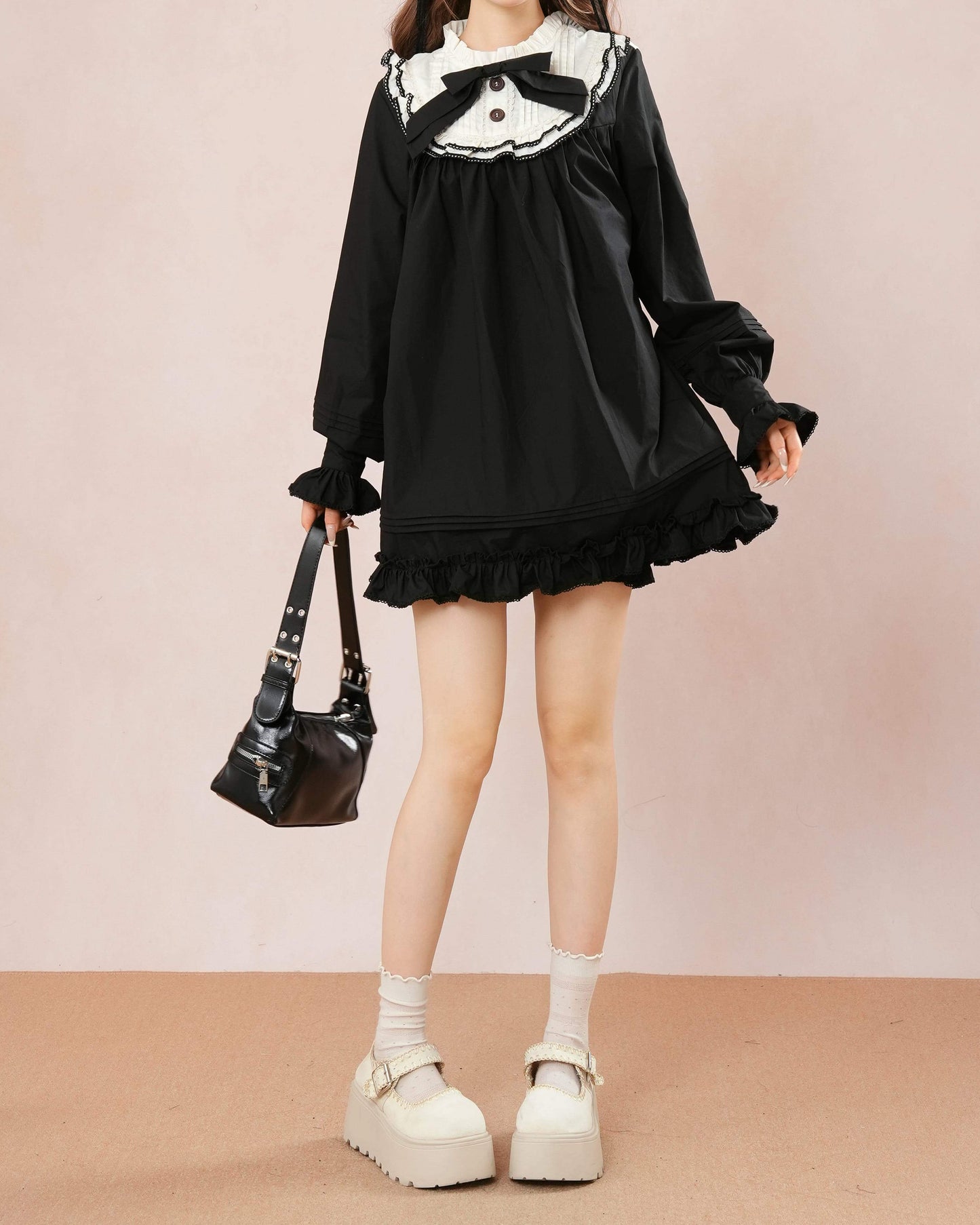 【ワンピースとペチコートの2点セット】夢見る天使のティアードワンピース（全2色）