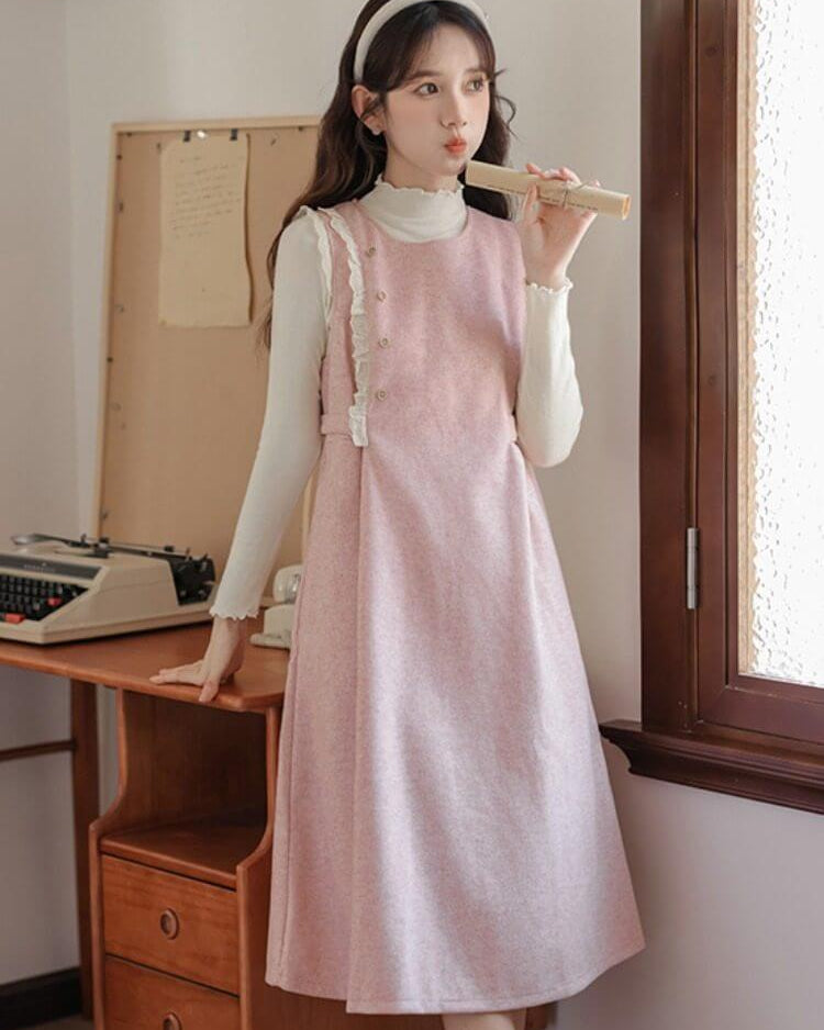 《ジャンパースカートとトップスの2点セット》淡く甘い夢を編むプリンセスワンピース