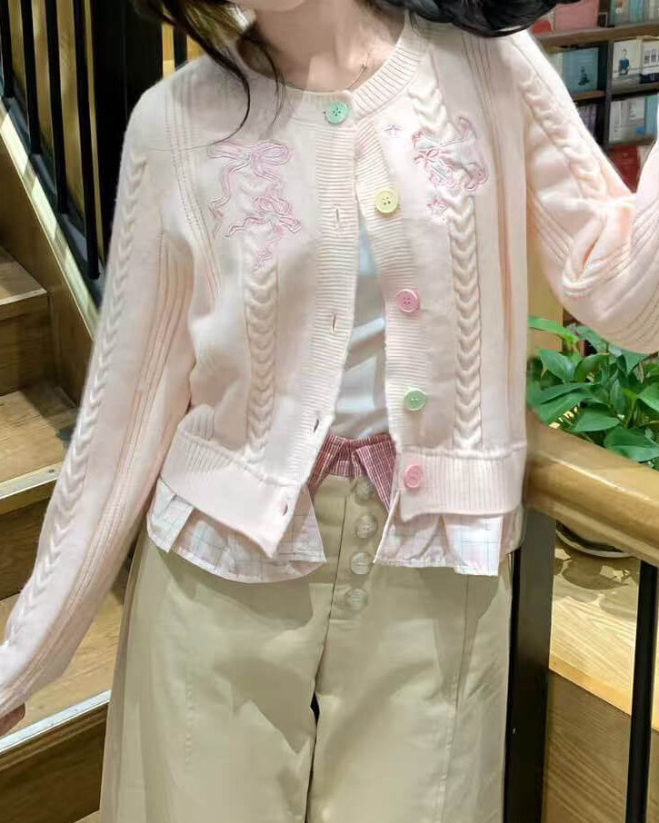 【ふわっとガーリー】リボンと甘い約束カーディガン（全3色）