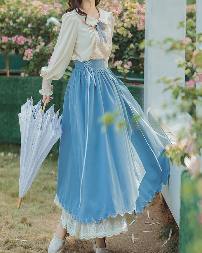 【ブラウスとスカートの2点セット】森のプリンセスのロマンティックセットアップ（全5色）
