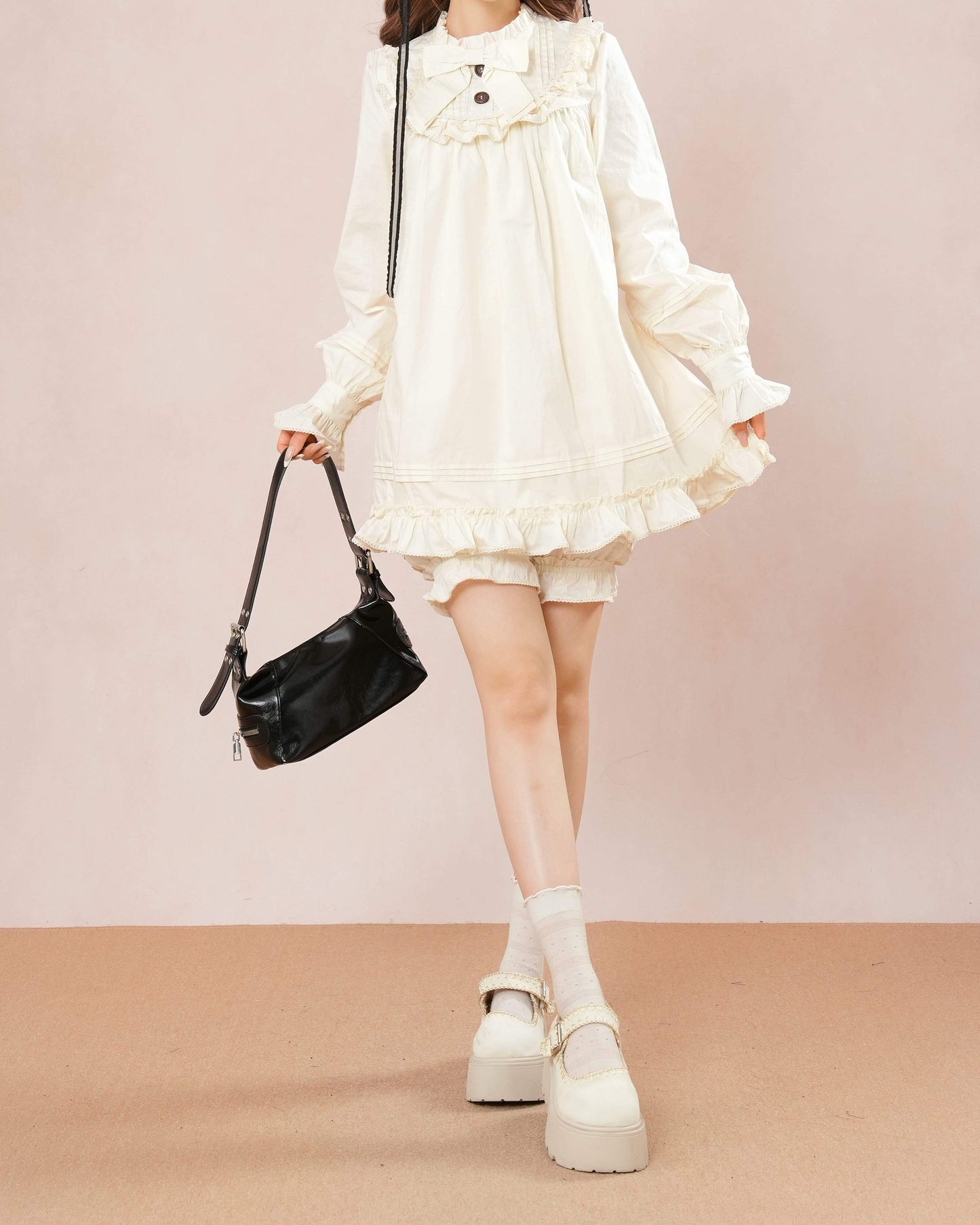 【ワンピースとペチコートの2点セット】夢見る天使のティアードワンピース（全2色）