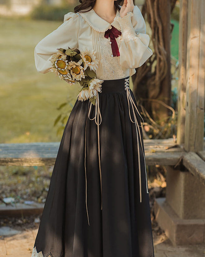 【ブラウスとスカートの2点セット】森のプリンセスのロマンティックセットアップ（全5色）