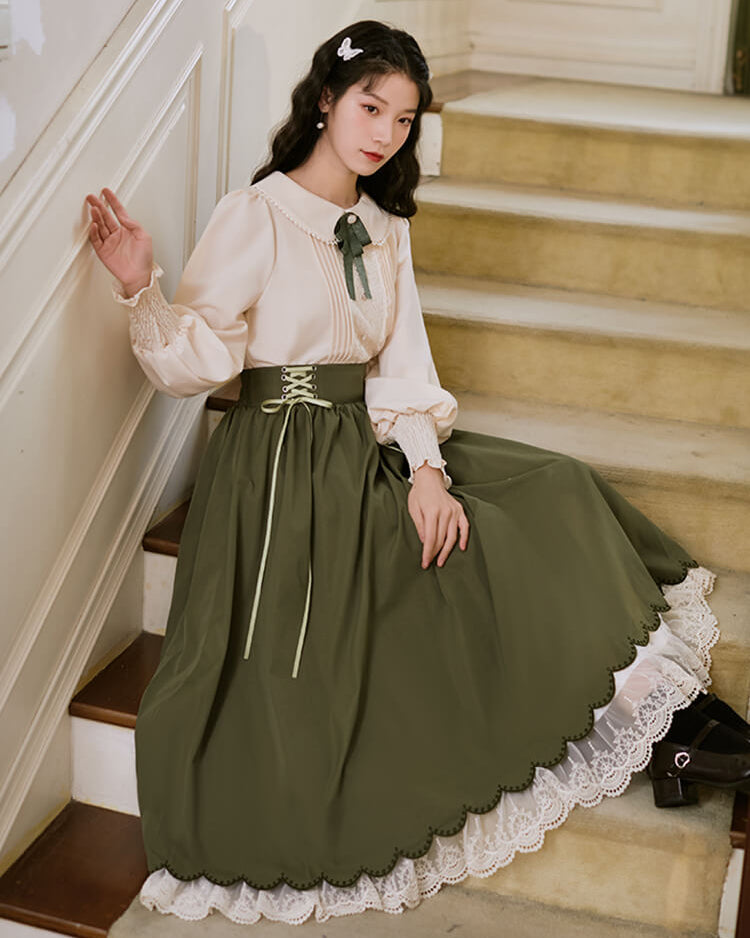 【ブラウスとスカートの2点セット】森のプリンセスのロマンティックセットアップ（全5色）