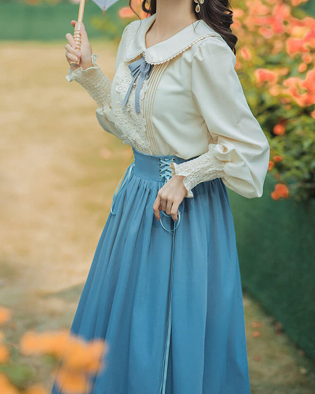 【ブラウスとスカートの2点セット】森のプリンセスのロマンティックセットアップ（全5色）