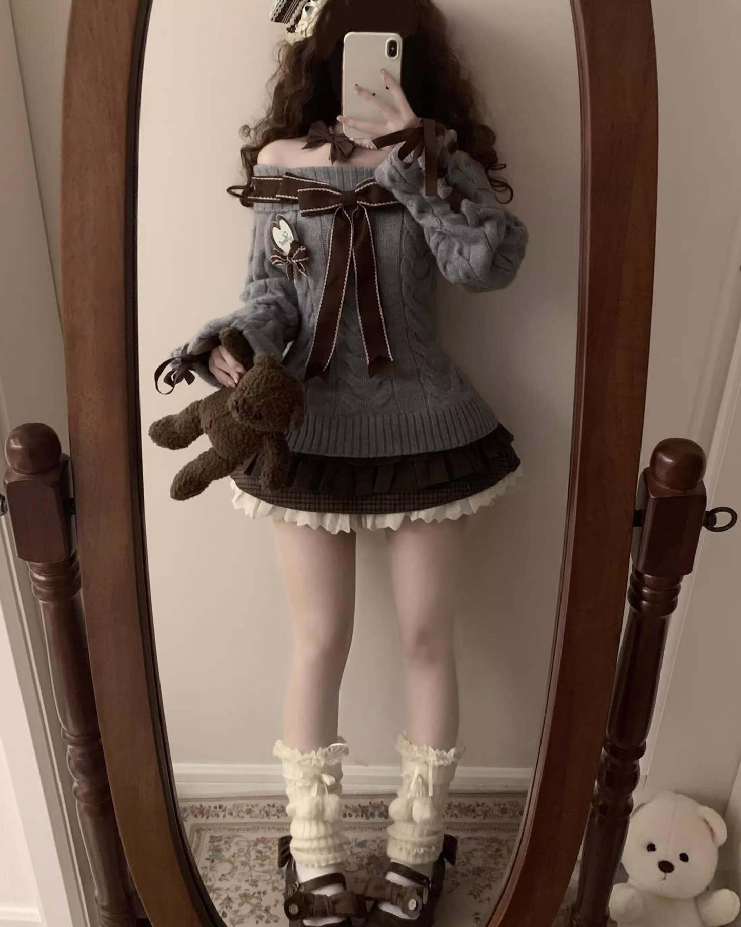 【スイーツのような可愛さ】夢見るパティシエのショコラリボンニット（全5色）