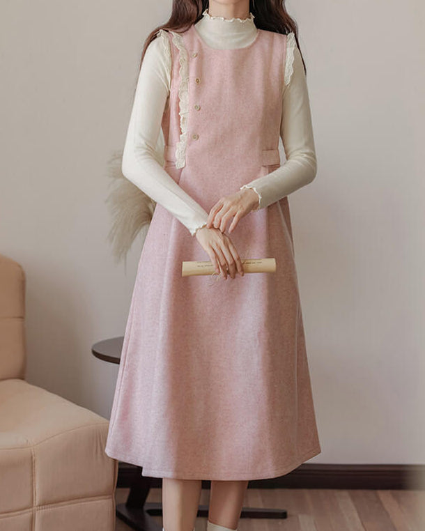 《ジャンパースカートとトップスの2点セット》淡く甘い夢を編むプリンセスワンピース