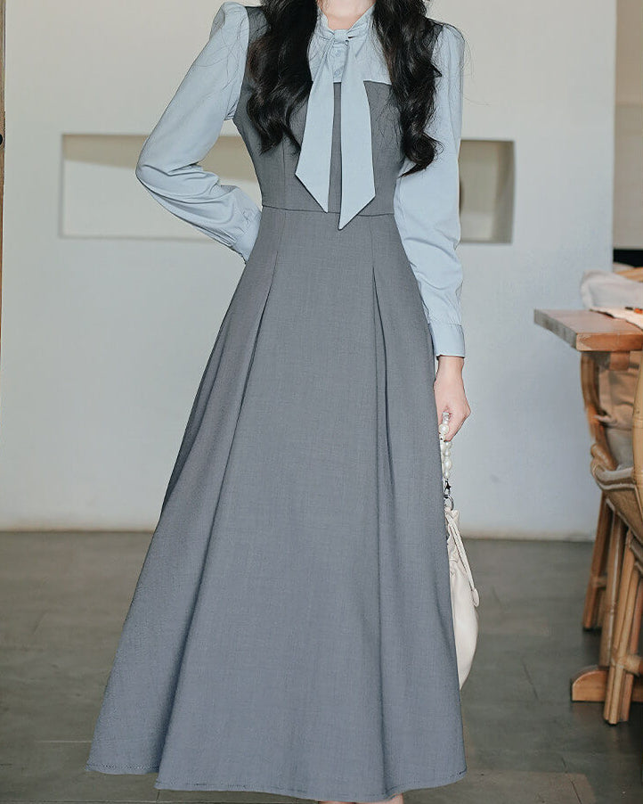 【シルエットまで美しい】お城の書斎に佇むお嬢様ワンピース