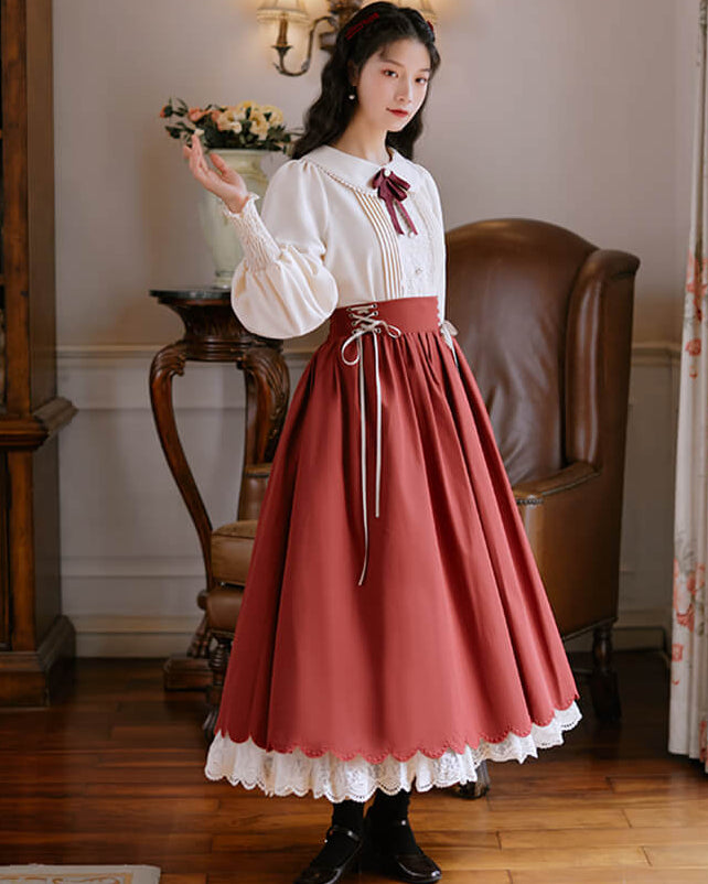 【ブラウスとスカートの2点セット】森のプリンセスのロマンティックセットアップ（全5色）