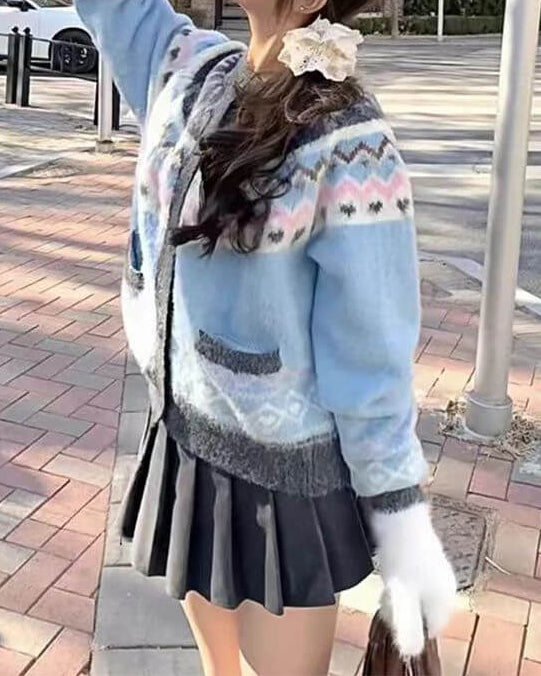 《ふわふわ質感×優しいカラー》雪空に溶けるお姫様の歌声カーディガン