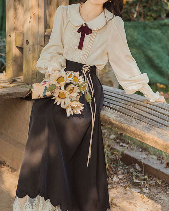 【ブラウスとスカートの2点セット】森のプリンセスのロマンティックセットアップ（全5色）