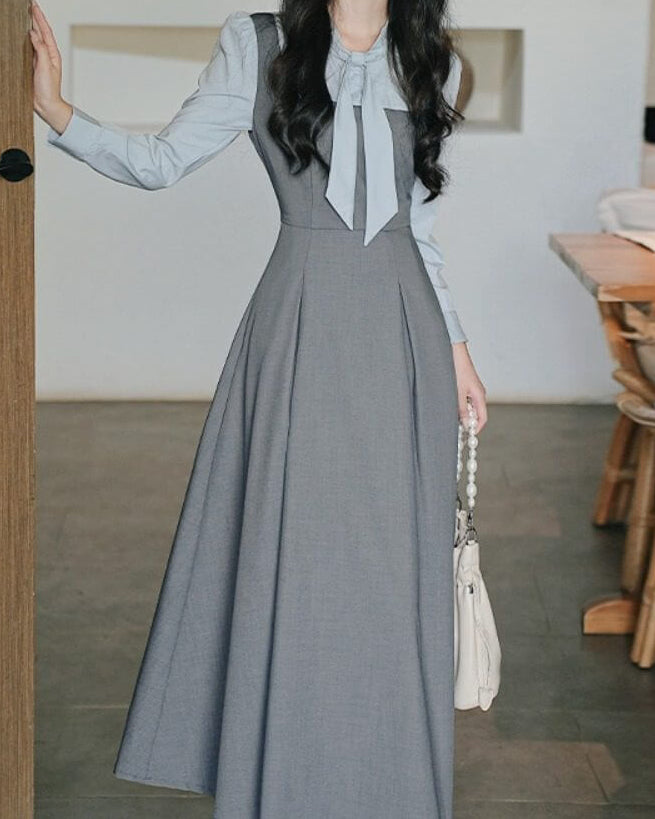 【シルエットまで美しい】お城の書斎に佇むお嬢様ワンピース