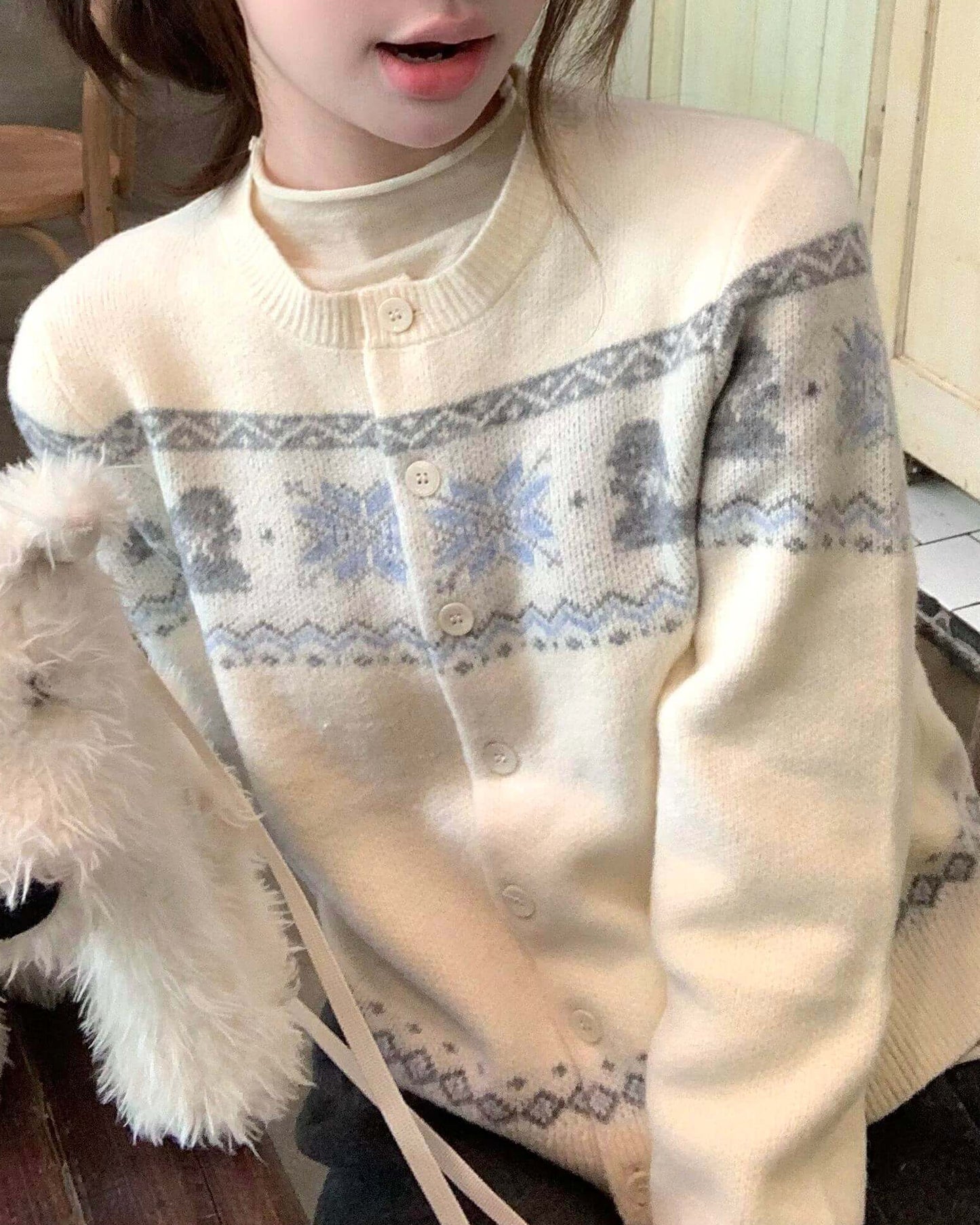 【ふわっと包み込む幸せニット】恋する午後のスノーティーカーディガン