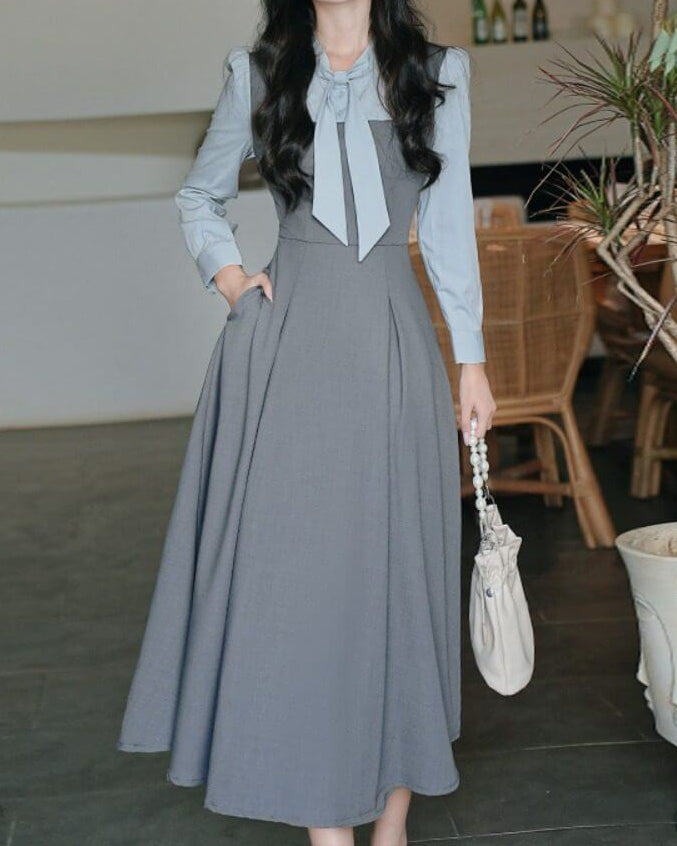 【シルエットまで美しい】お城の書斎に佇むお嬢様ワンピース