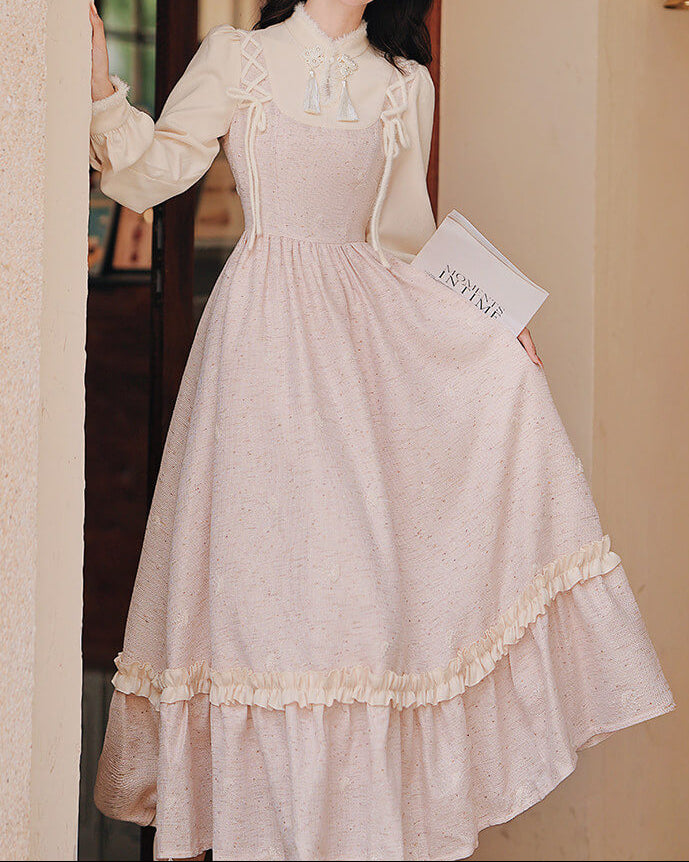 《大人ガーリーな主役ワンピース》木漏れ日に揺れる花畑ワンピース