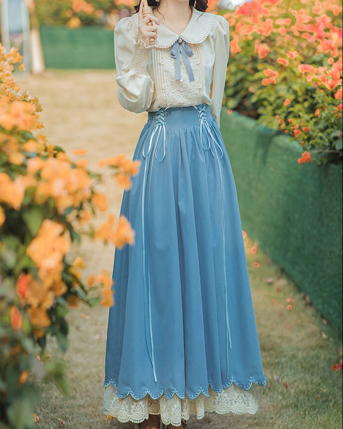 【ブラウスとスカートの2点セット】森のプリンセスのロマンティックセットアップ（全5色）