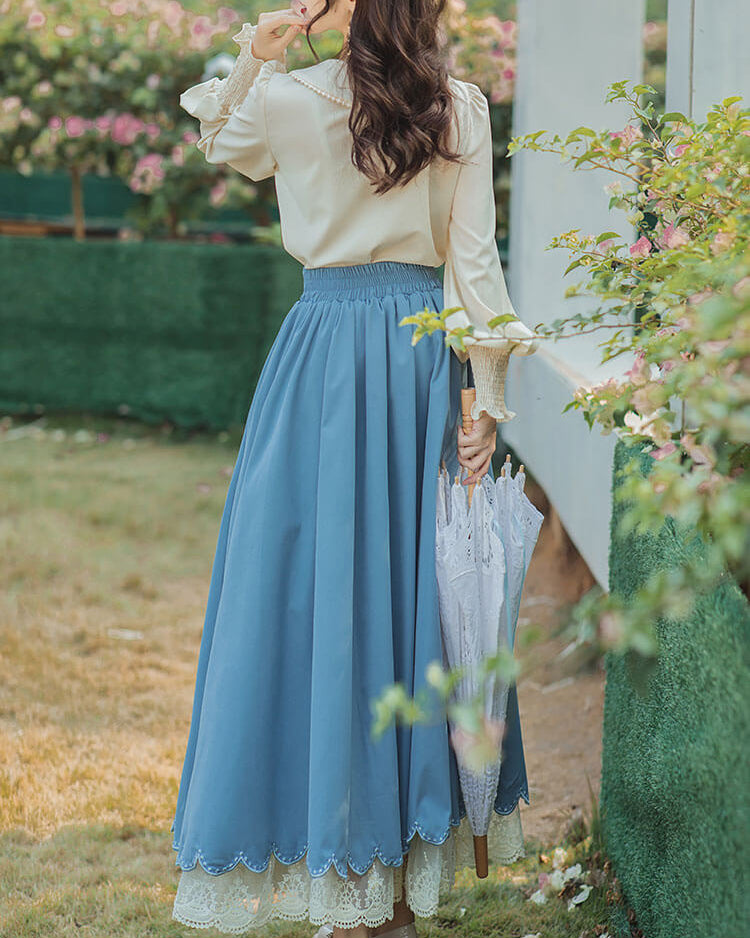 【ブラウスとスカートの2点セット】森のプリンセスのロマンティックセットアップ（全5色）