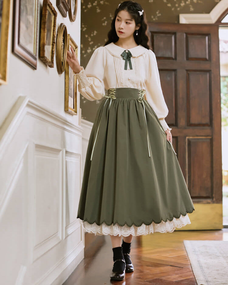 【ブラウスとスカートの2点セット】森のプリンセスのロマンティックセットアップ（全5色）