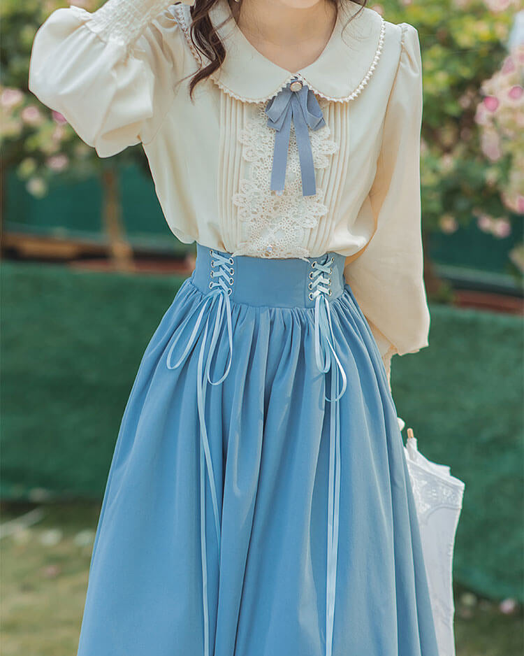 【ブラウスとスカートの2点セット】森のプリンセスのロマンティックセットアップ（全5色）