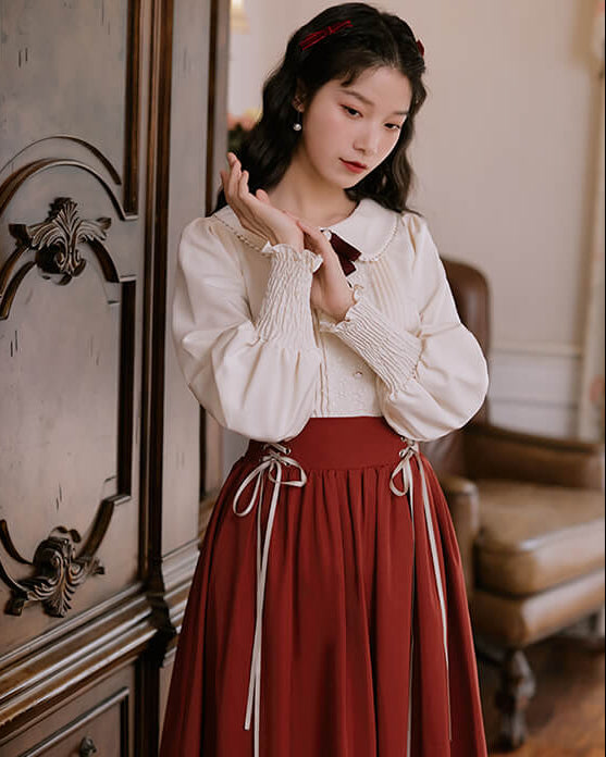 【ブラウスとスカートの2点セット】森のプリンセスのロマンティックセットアップ（全5色）