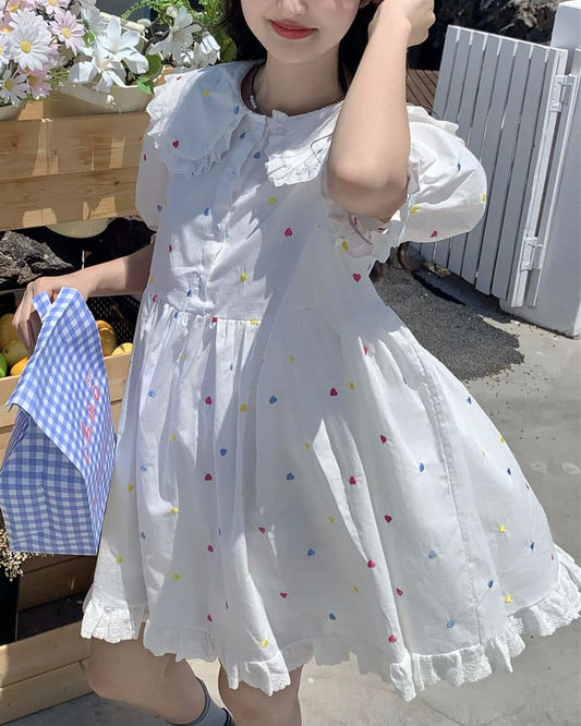 《着心地ふんわり》ときめきを散りばめたシュガーハートワンピース