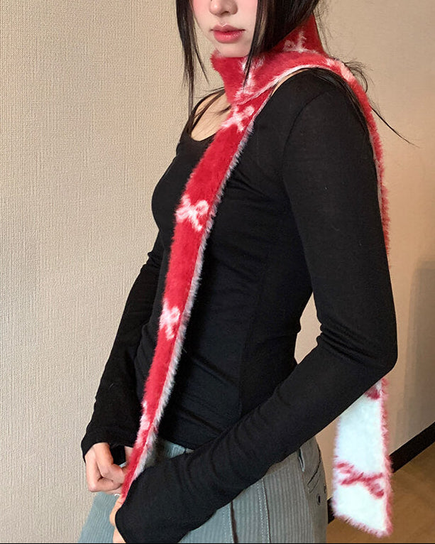 【1枚で2色楽しめるリバーシブル仕様】夢みる冬のメロディーマフラー（全3色）