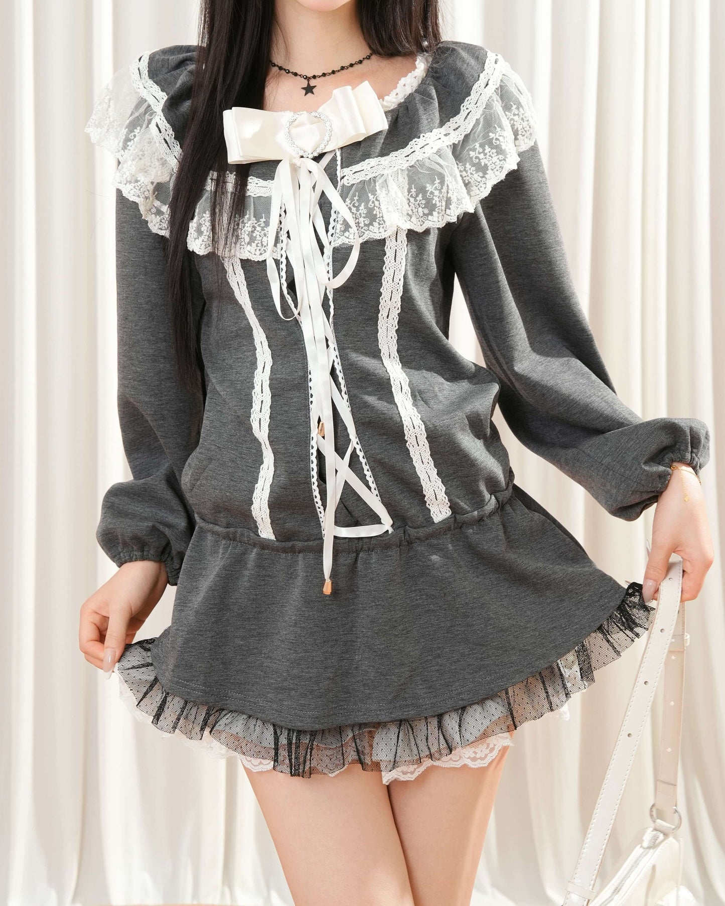 【2点セット】《たっぷりレース》夜明け前に揺れるレースの約束セットアップ