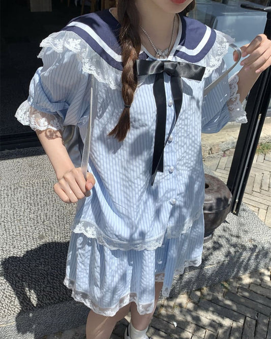 【ブラウスとスカートの2点セット】風をまとって歩く海辺のヒロインセットアップ