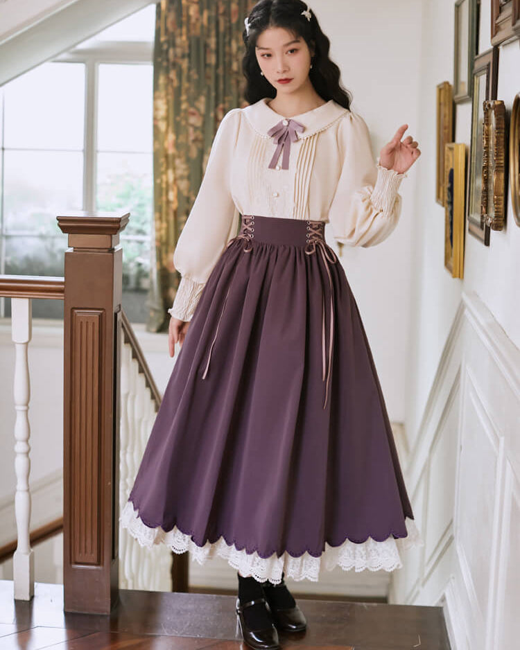 【ブラウスとスカートの2点セット】森のプリンセスのロマンティックセットアップ（全5色）