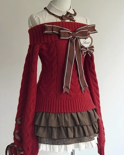 【スイーツのような可愛さ】夢見るパティシエのショコラリボンニット（全5色）