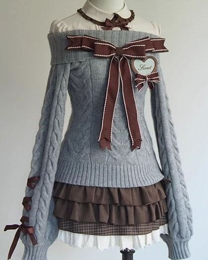 【スイーツのような可愛さ】夢見るパティシエのショコラリボンニット（全5色）