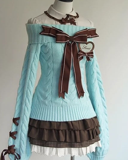 【スイーツのような可愛さ】夢見るパティシエのショコラリボンニット（全5色）