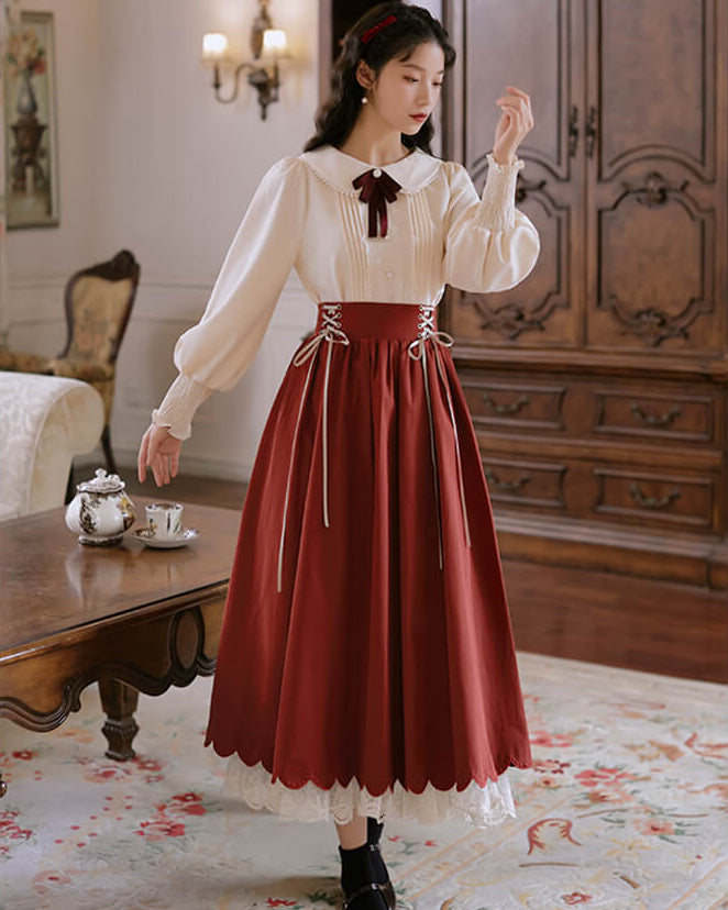 【ブラウスとスカートの2点セット】森のプリンセスのロマンティックセットアップ（全5色）