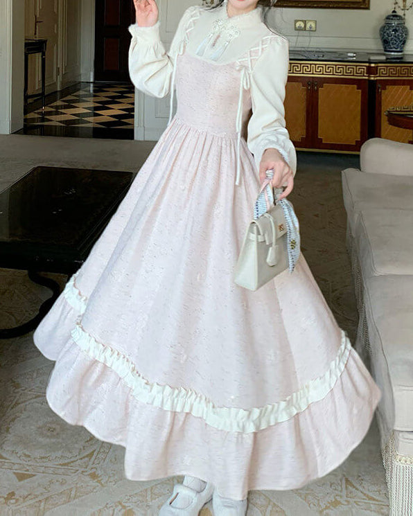 《大人ガーリーな主役ワンピース》木漏れ日に揺れる花畑ワンピース