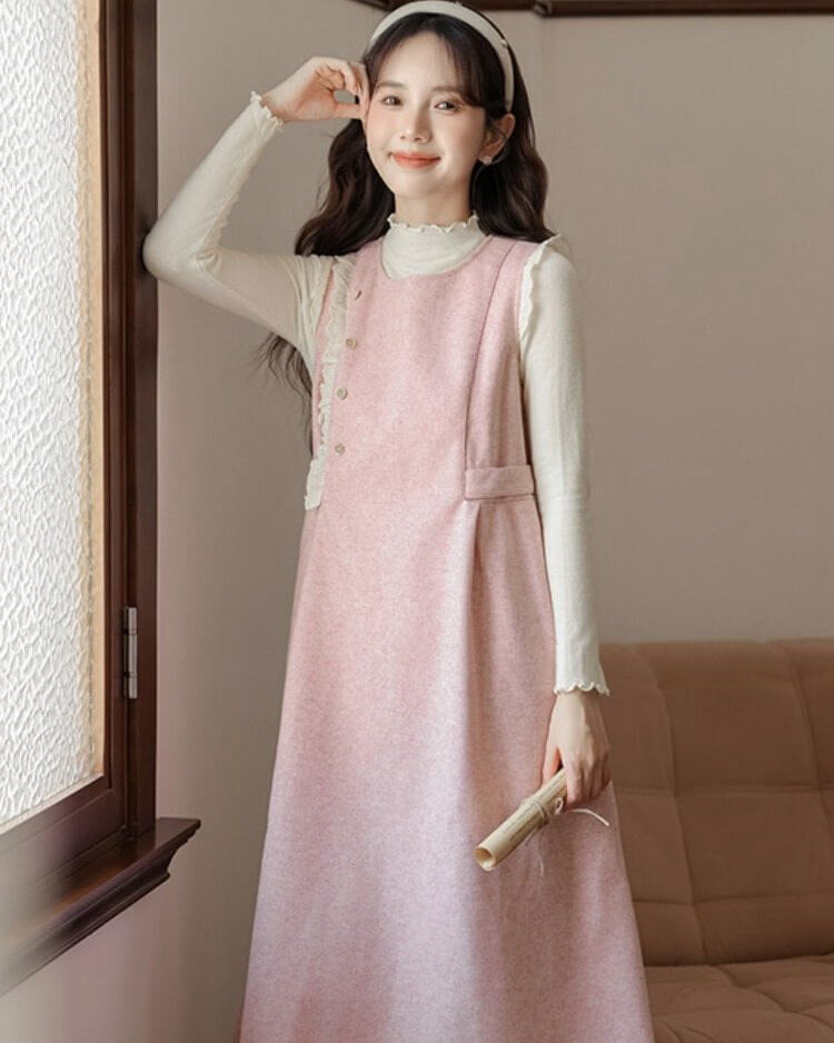 《ジャンパースカートとトップスの2点セット》淡く甘い夢を編むプリンセスワンピース