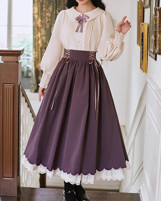 【ブラウスとスカートの2点セット】森のプリンセスのロマンティックセットアップ（全5色）