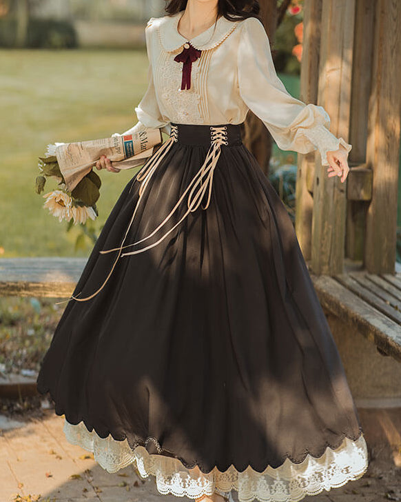 【ブラウスとスカートの2点セット】森のプリンセスのロマンティックセットアップ（全5色）