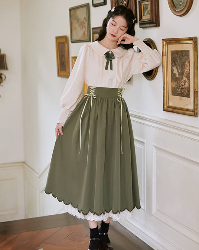 【ブラウスとスカートの2点セット】森のプリンセスのロマンティックセットアップ（全5色）