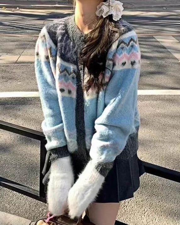 《ふわふわ質感×優しいカラー》雪空に溶けるお姫様の歌声カーディガン