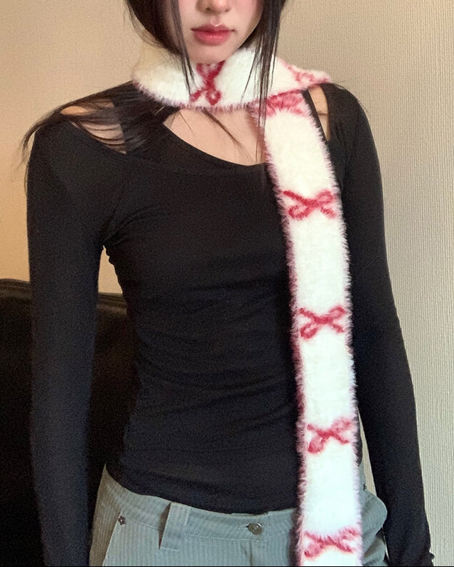 【1枚で2色楽しめるリバーシブル仕様】夢みる冬のメロディーマフラー（全3色）