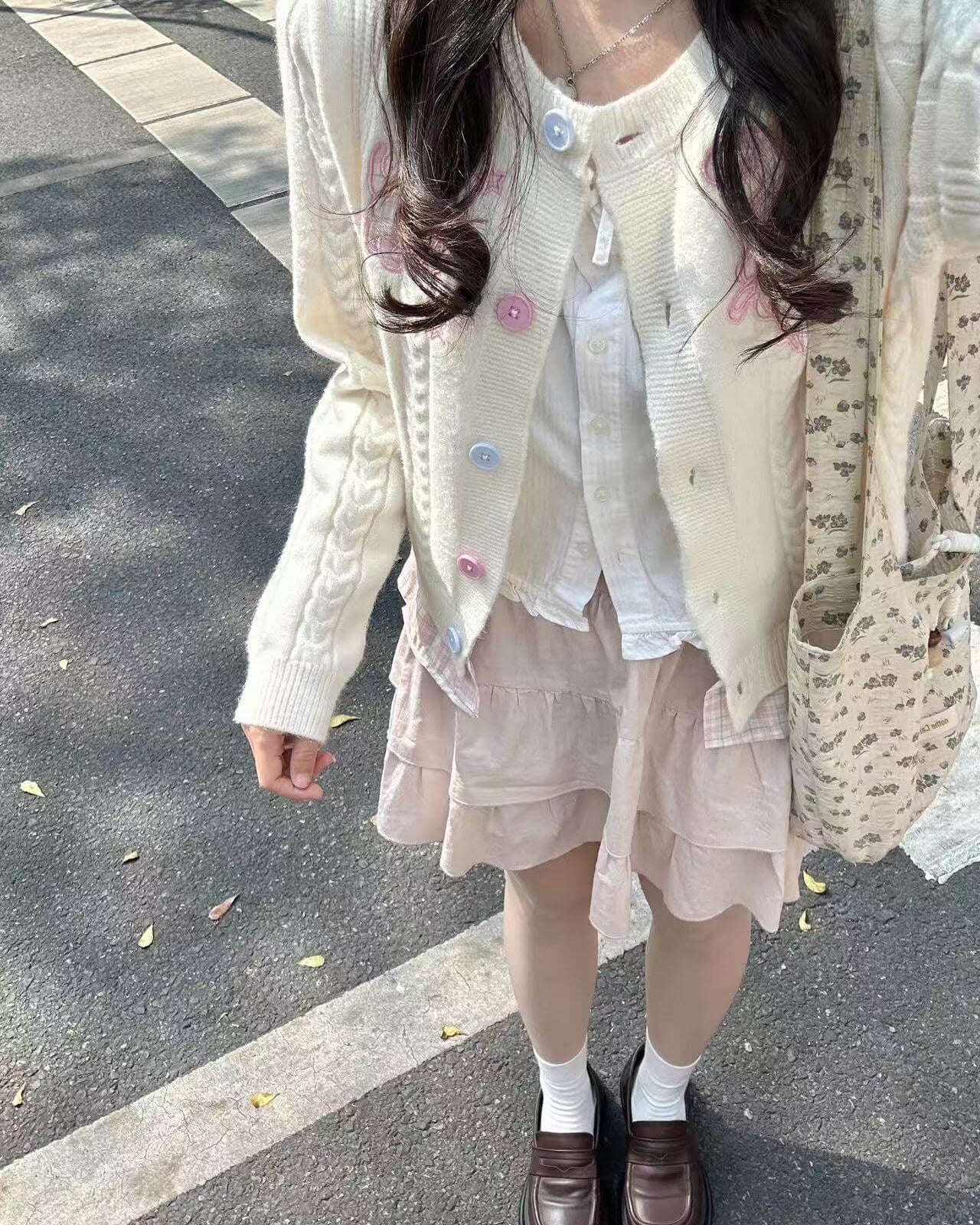 【ふわっとガーリー】リボンと甘い約束カーディガン（全3色）