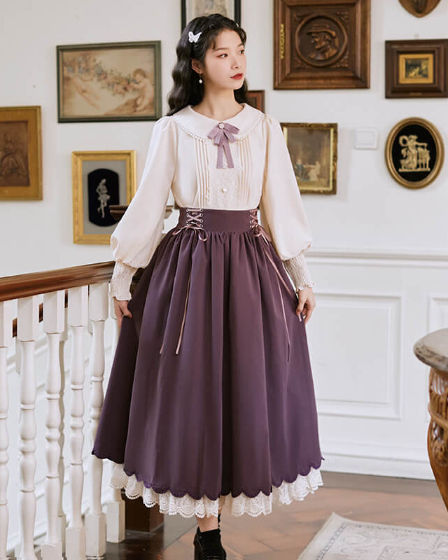 【ブラウスとスカートの2点セット】森のプリンセスのロマンティックセットアップ（全5色）