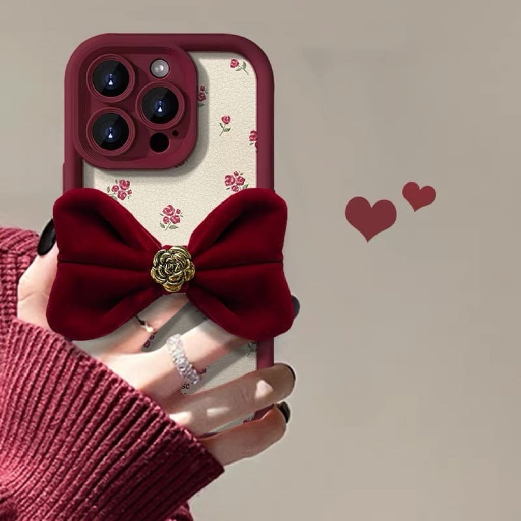 アンティークなロマンチックIphoneケース（全2色） Iphone 15 / ワインレッド