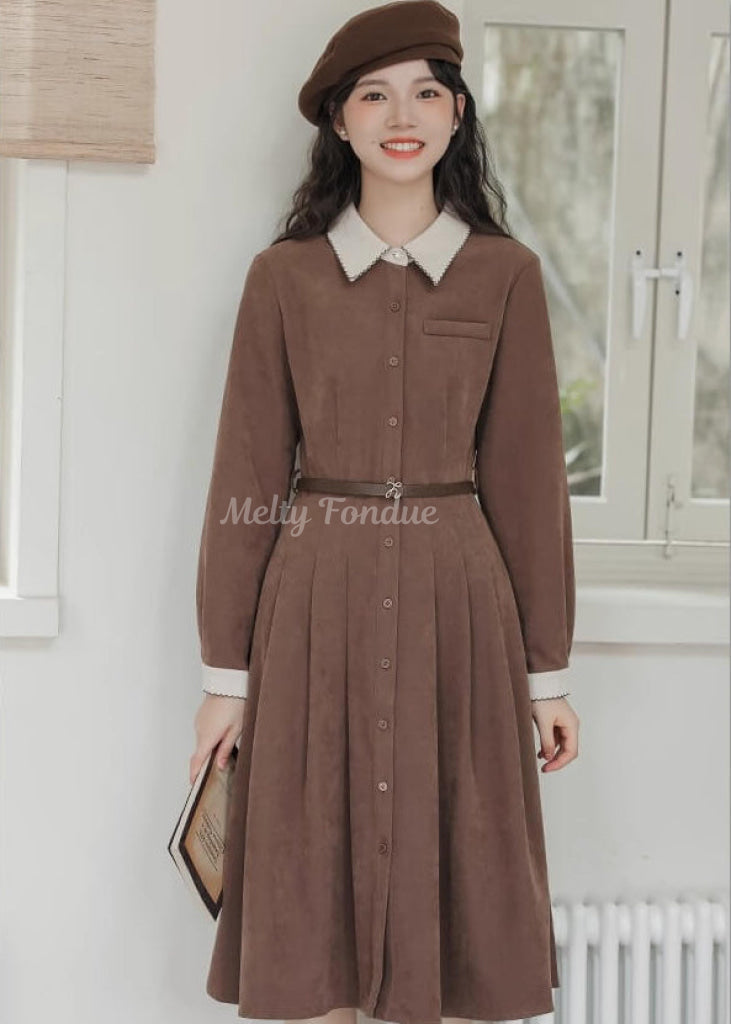 《便利なベルト付き》木漏れ日の午後に紡ぐワンピース