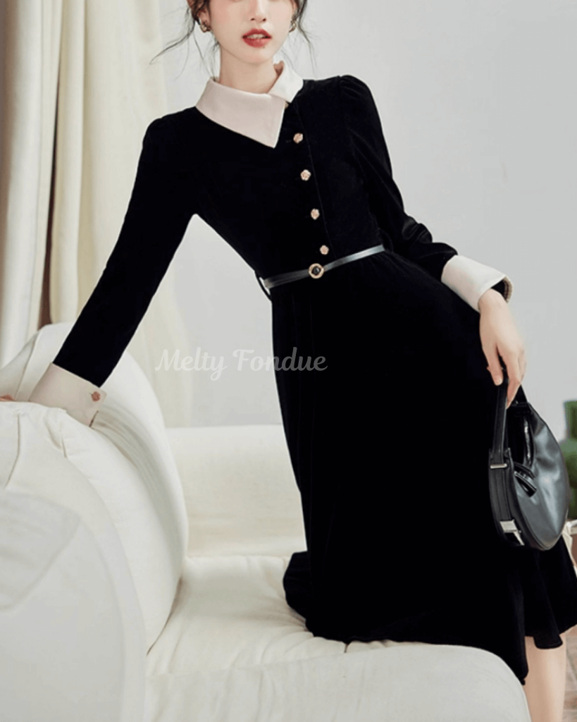 《便利なベルト付き》漆黒の夜会に咲くワンピース