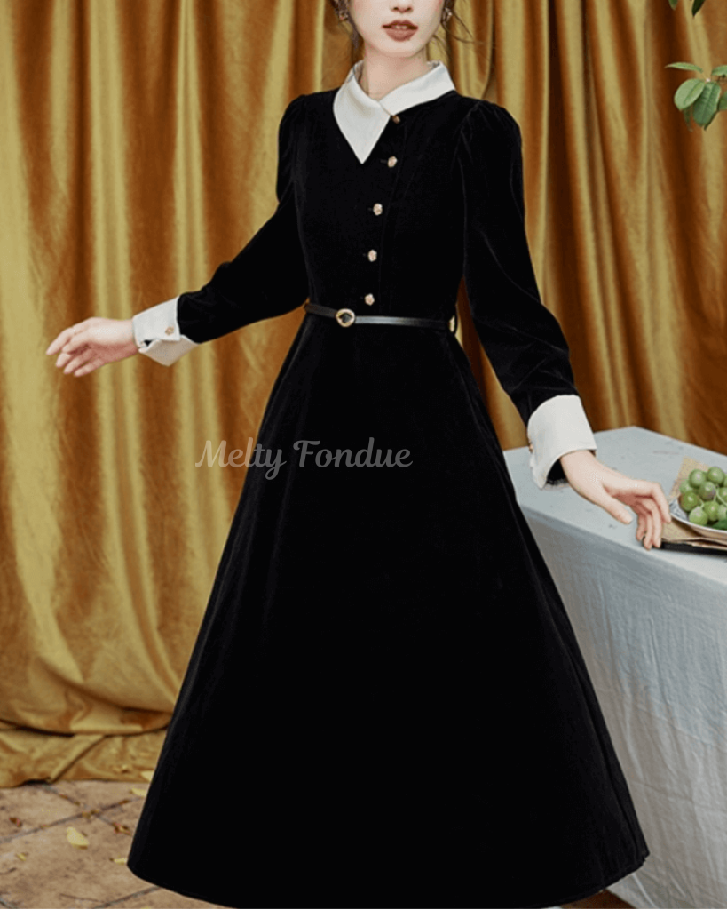 《便利なベルト付き》漆黒の夜会に咲くワンピース