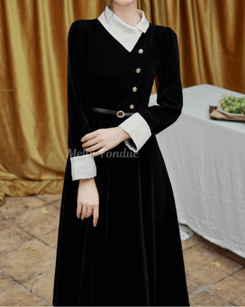 《便利なベルト付き》漆黒の夜会に咲くワンピース